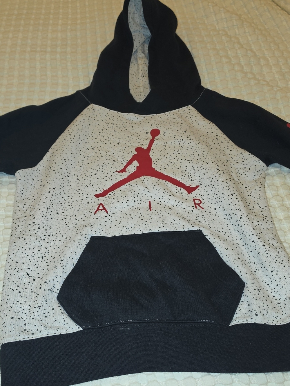 Jordan Kids Black & White Pullover Hoodie with Red Jumpman